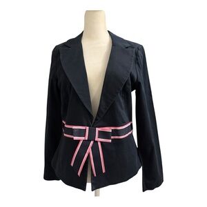 Clues Collection Navy Blazer with Pink Bow Belt 10 Professional Office School